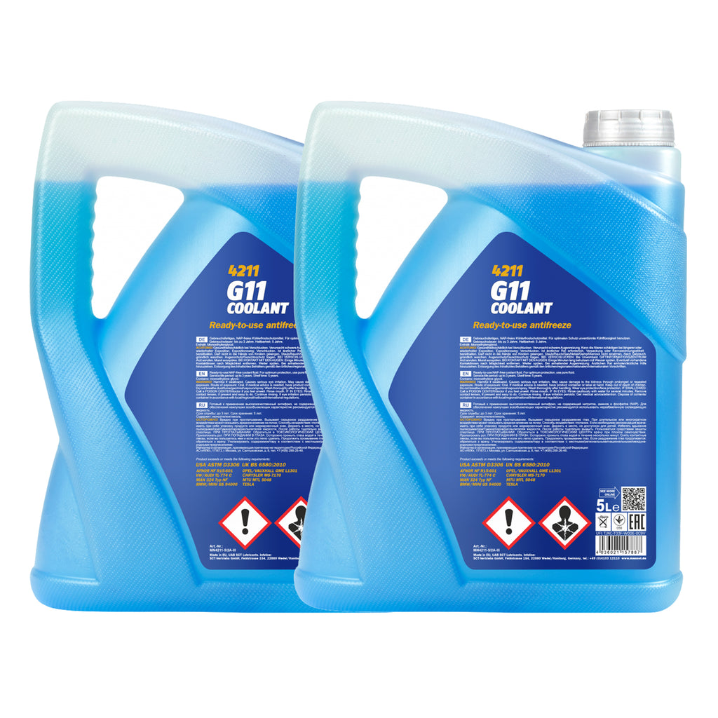 5L Mannol Coolant G11 4211 2x Ready To Use Antifreeze -30°C + 125 SAE J1034