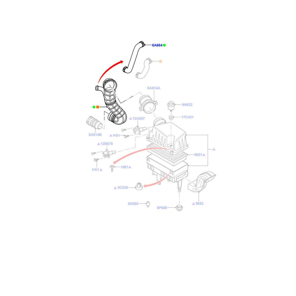 Transit Connect Focus 1M519R504AB Small Hose Air Filter Intake Hose Pipe