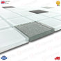 30 x 30 cm GLASS MOSAIC WALL TILES SHEET ICE BLUE WITH SILVER & BLACK DETAILS