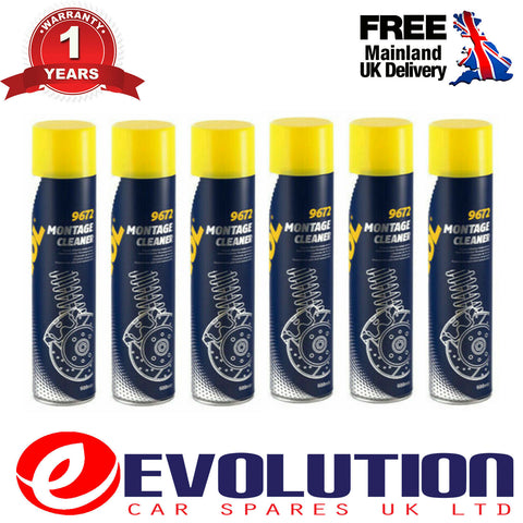 6 X MANNOL 9672 MONTAGE BRAKE CLEANER AEROSOL SPRAY GERMAN LARGE CAN 600 ML