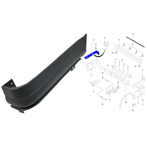 Ford Transit Mk6 Mk7 2000 to 2013 Rear One Door Right Corner Bumper Top End Cap 4095154
