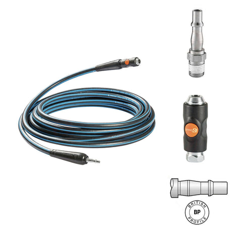10 mt AIRCA EXTENSION HOSE WITH PREVO S1 SAFTY QUICK RELEASE BRITISH COUPLINGS