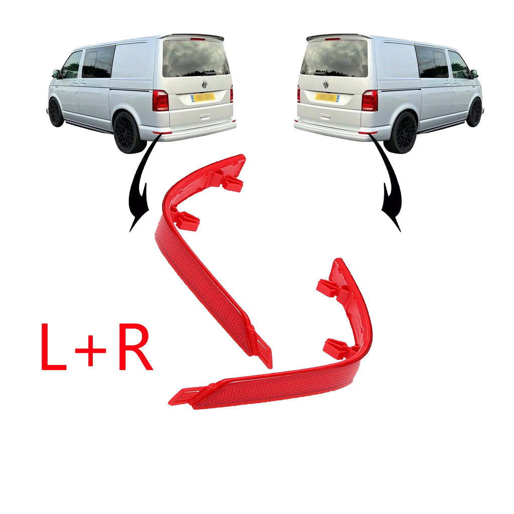 Pair Rear Bumper Reflector Red Lens Cover L&R For VW T6 Transporter 2015 Onwards 7E0945105D, 7E0945106D
