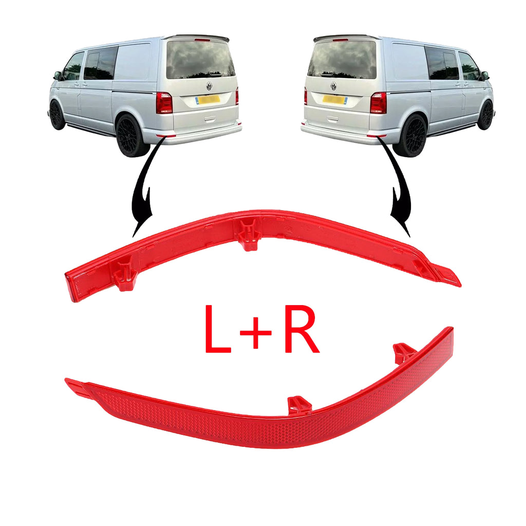 Pair Rear Bumper Reflector Red Lens Cover L&R For VW T6 Transporter 2015 Onwards 7E0945105D, 7E0945106D