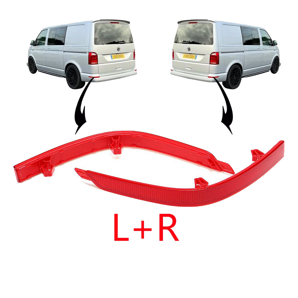 Pair Rear Bumper Reflector Red Lens Cover L&R For VW T6 Transporter 2015 Onwards 7E0945105D, 7E0945106D