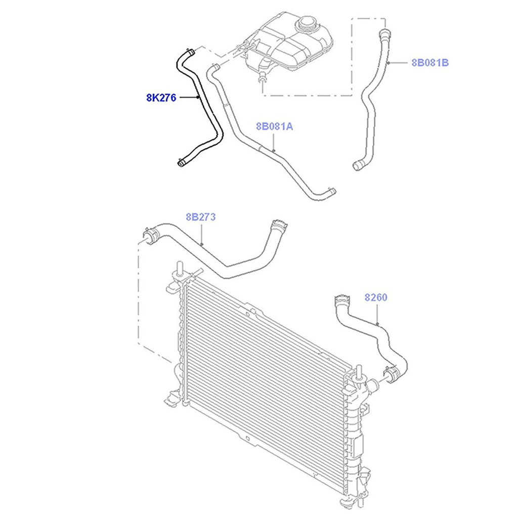 Radiator Hose With Clips Fits Ford Transit Connect 2002 to 2013 2T148K276AC