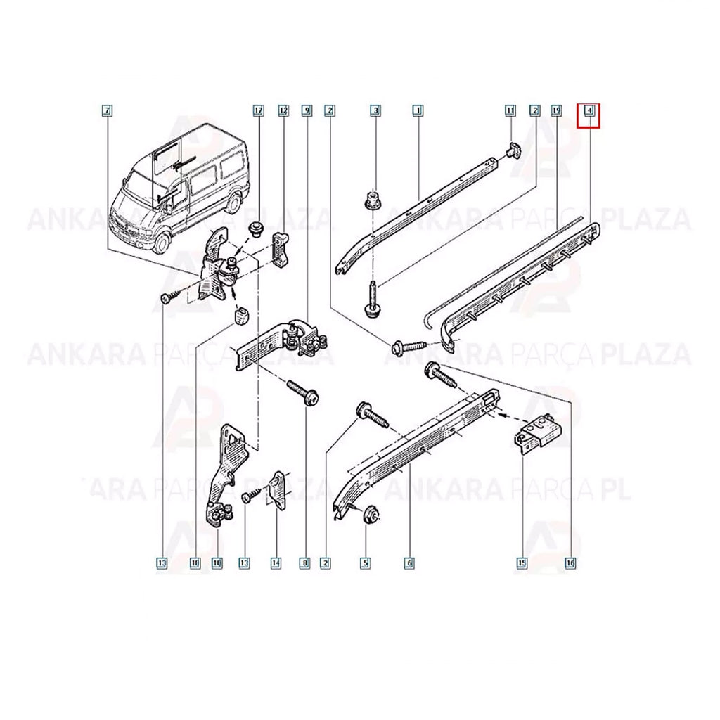 Sliding Door Roller Hinge Guide Rail Middle Right For RENAULT Master 8200163740