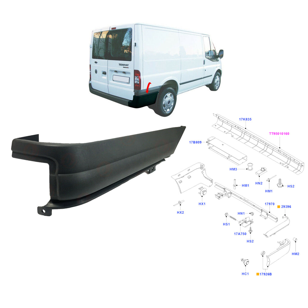 Rear Bumper End Top Caps Right Left 2 Pc Ford Transit Mk6 Mk7 00 to13 4053302