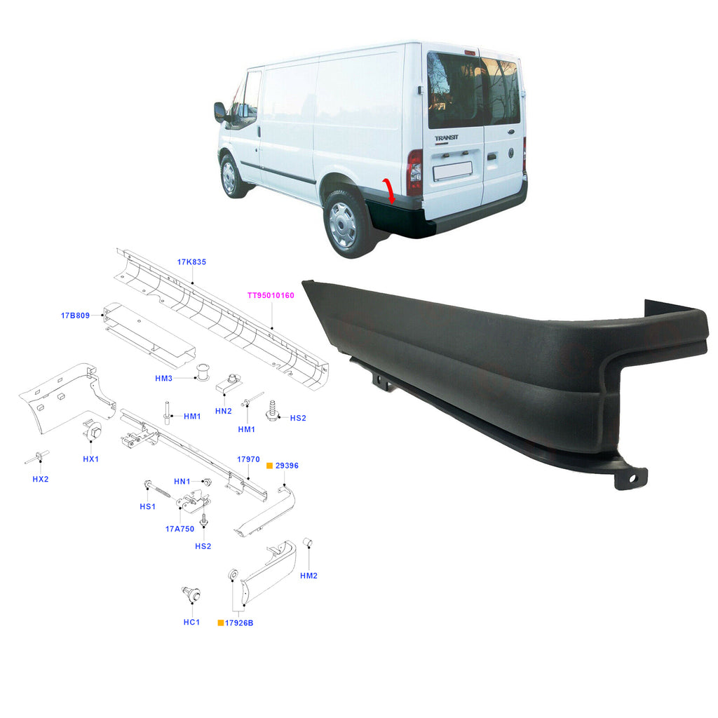 Rear Bumper End Top Caps Right Left 2 Pc Ford Transit Mk6 Mk7 00 to13 4053302