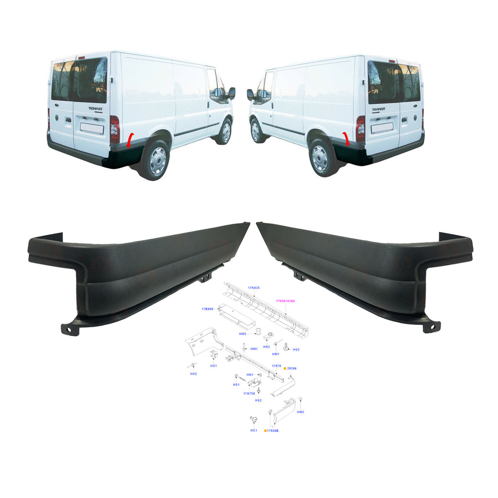 Rear Bumper End Top Caps Right Left 2 Pc Ford Transit Mk6 Mk7 00 to13 4053302