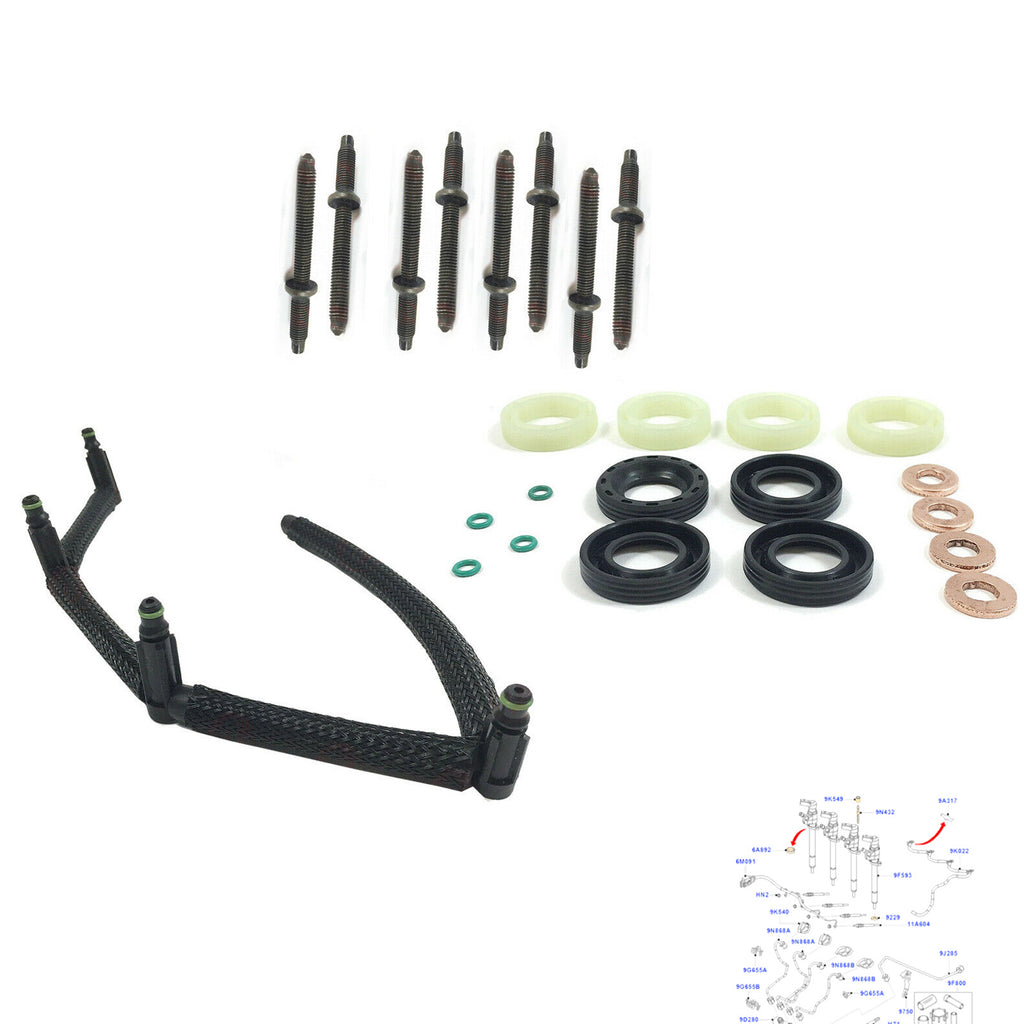 Ford Citroen 1.6 Fuel Leak Off Pipe Injector Seal Washer Oring Studs Set 