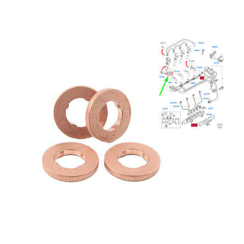 Ford Fiesta MK5 Injector Copper Washer Seals 4 Pcs 1.4 TDCI 2S6Q9E568AB