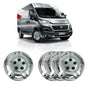 Fiat Ducato 15 Inches Solid Silver Unbreakable Wheel Trim Cover Set