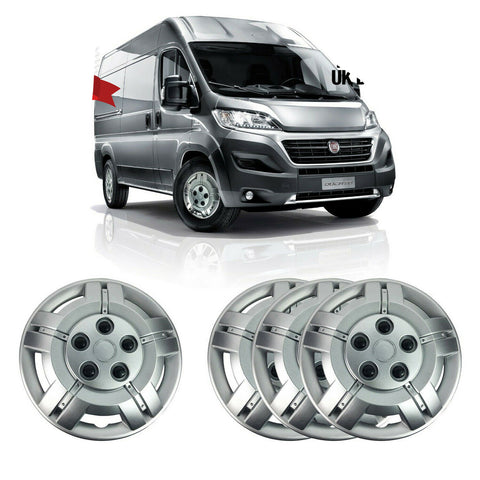 Fiat Ducato 15 Inches Solid Silver Unbreakable Wheel Trim Cover Set