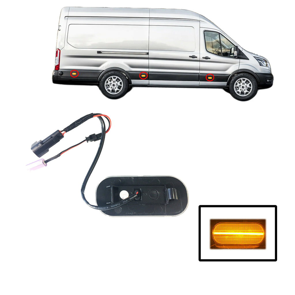 Clear Led Side Marker Amber Lamp 2x Fits Ford Transit Mk8 2014 to 2020 V-170772