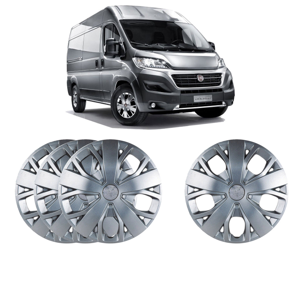 Fiat Ducato 16 Inches Solid Silver Unbreakable Wheel Trim Cover Set 2020 Onwards