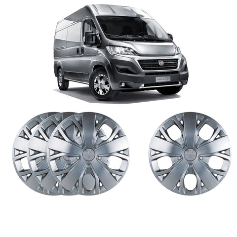 Fiat Ducato 16 Inches Solid Silver Unbreakable Wheel Trim Cover Set 2020 Onwards