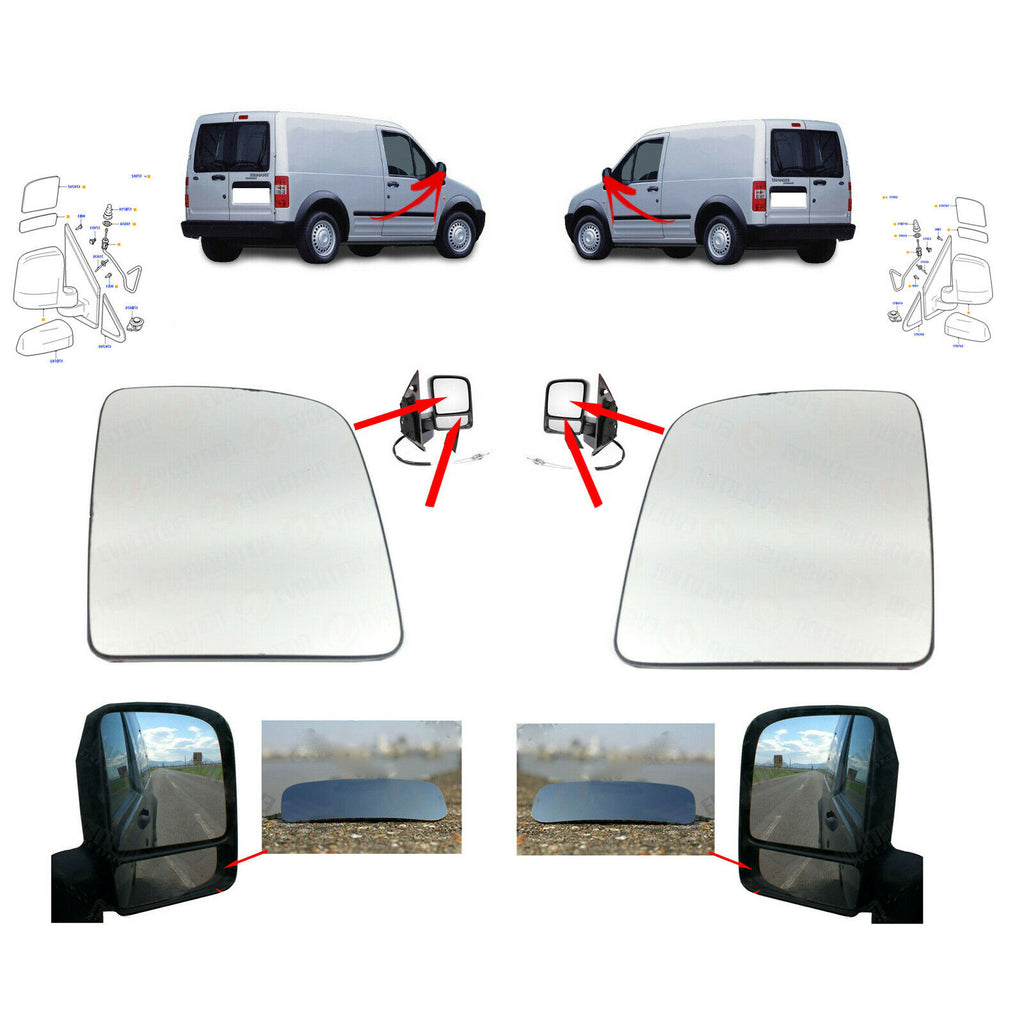 Ford Transit Connect Blind Spot Mirror And Wing Mirror Heated Glass Set 4440217