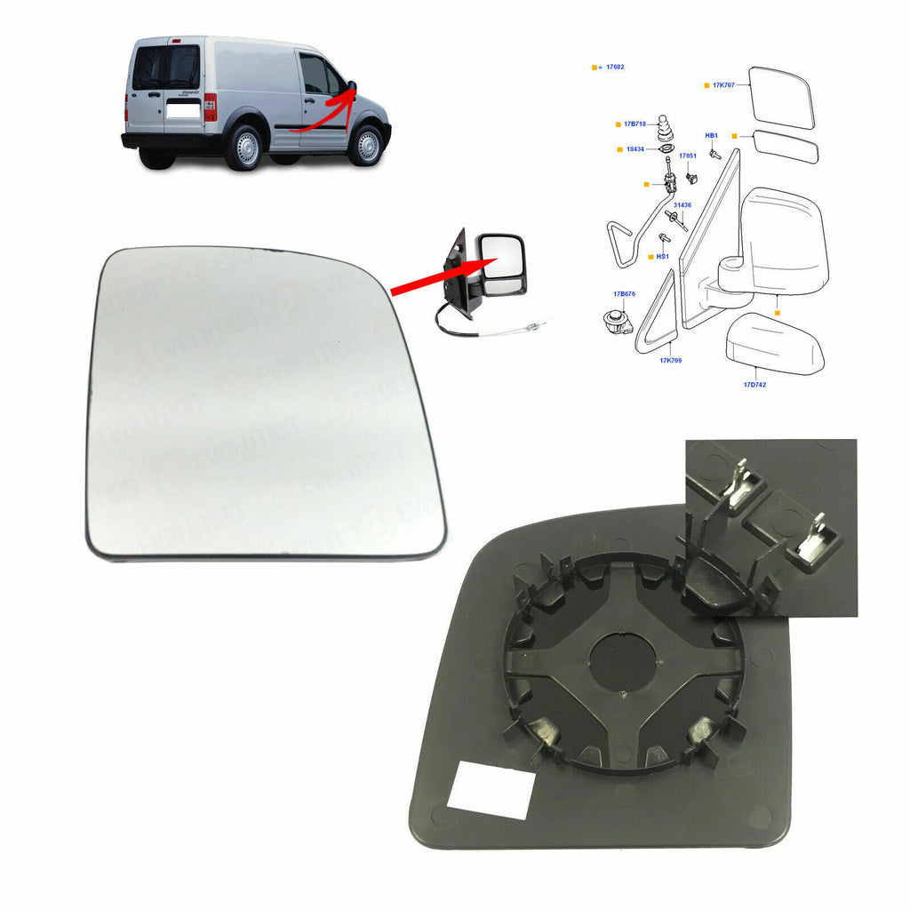 Ford Transit Connect Blind Spot Mirror And Wing Mirror Heated Glass Set 4440217