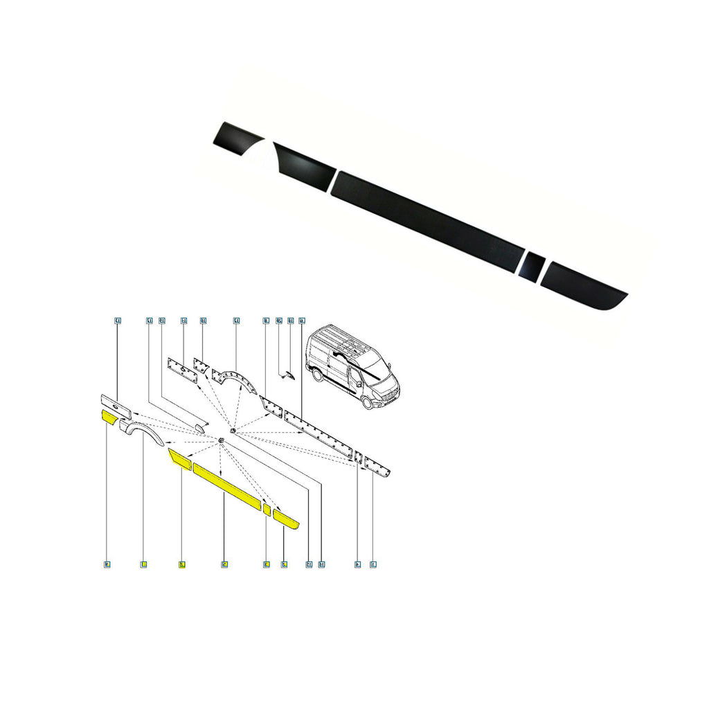 Renault Master MK3 Movano Right Side Mouldings Trim Panels Set 768190129R