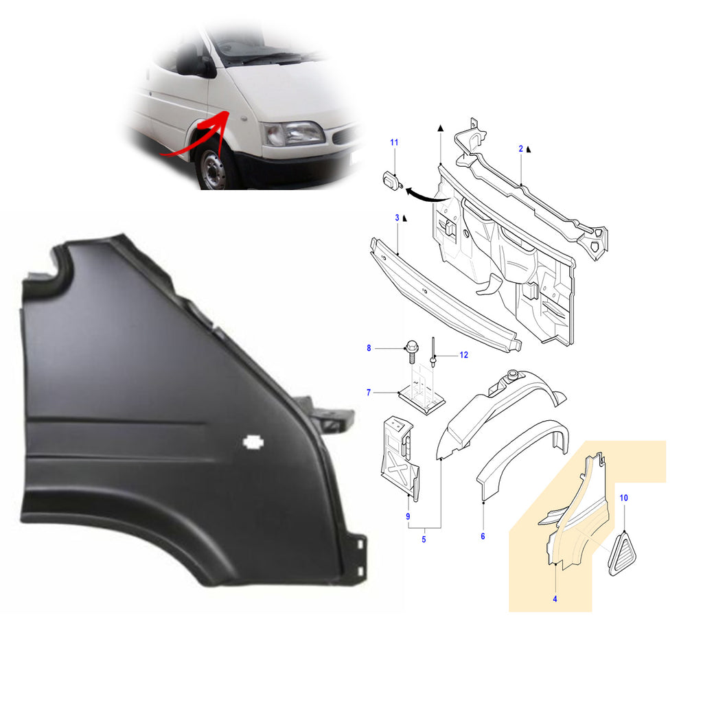 Ford Transit T12 T15 Front Left Right Wing Fender Panel Set 1994 to 2000 7180500 