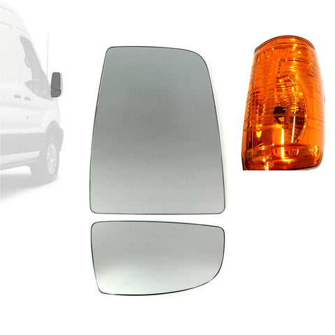 Ford Transit MK8 Right Upper Lower Wing Mirror And Blind Spot Glass With Indicator Light