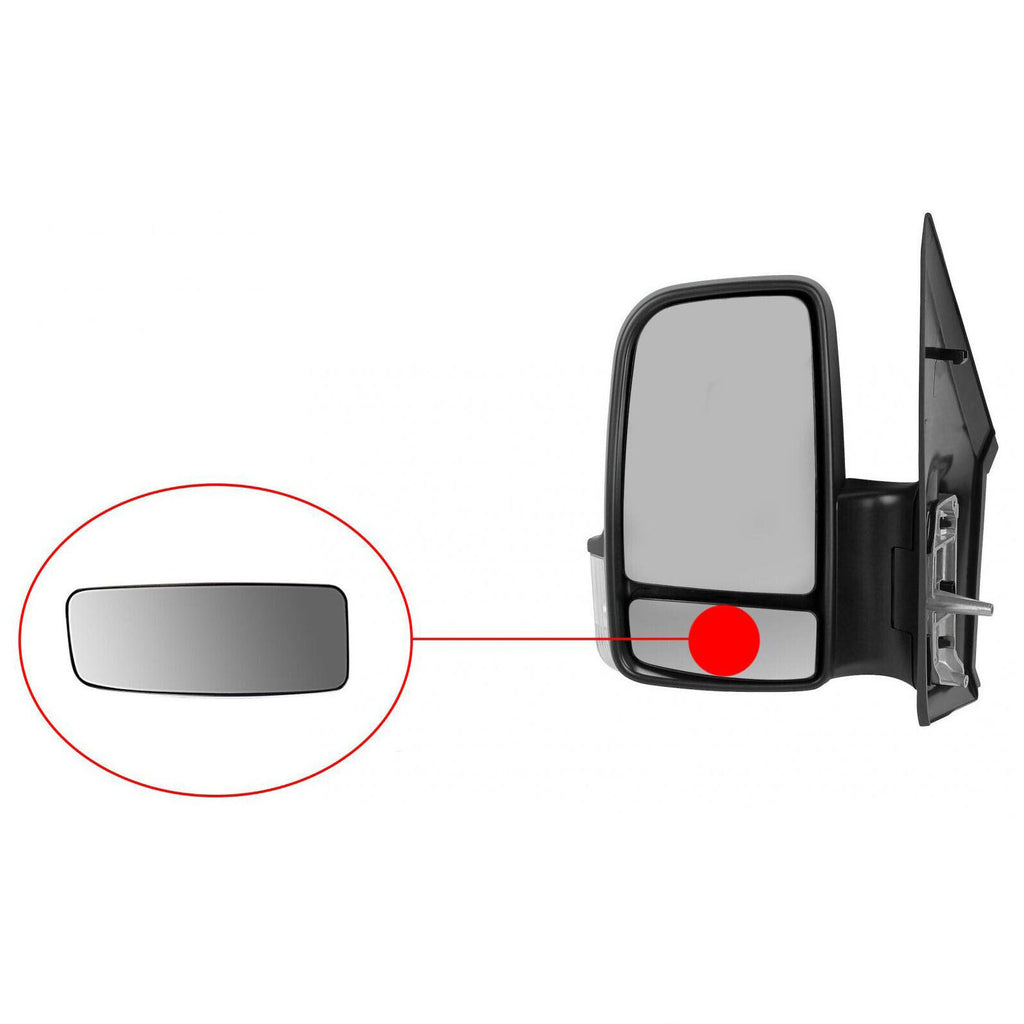 Mercedes Sprinter Crafter Lower Wing Mirror Blind Spot Glass Heated Set 2006 On A0028113933