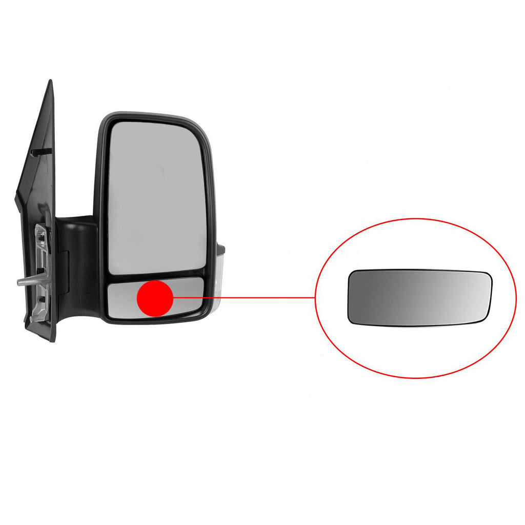 Mercedes Sprinter Crafter Lower Wing Mirror Blind Spot Glass Heated Set 2006 On A0028113933