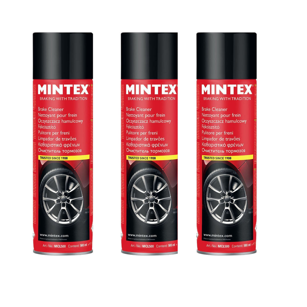 Mintex Brake Clutch Cleaner Aerosol Spray Degreaser Professional 500ml 3 X