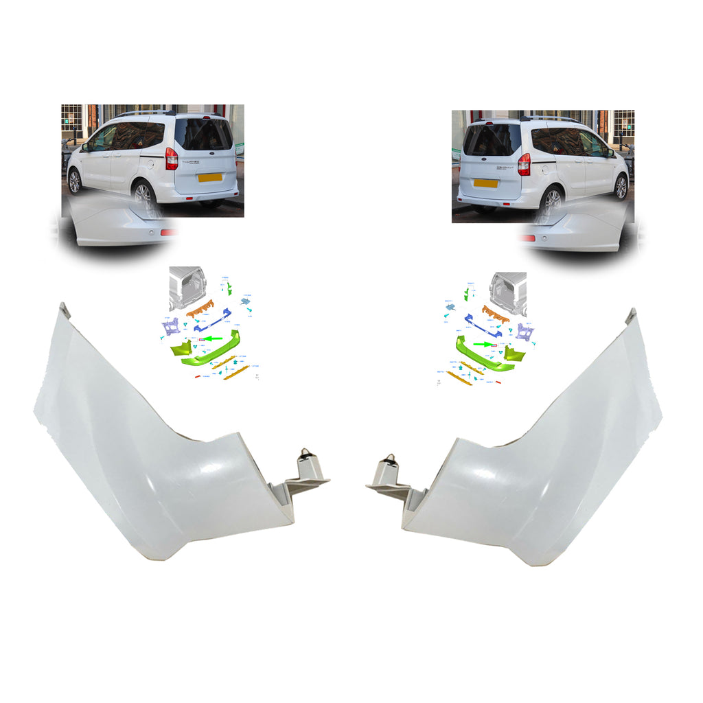 Ford Tourneo Courier Rear Bumper Rh Lh Side Corner End Cap Set