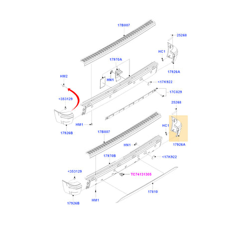 Ford Transit Connect Right Rear Bumper Corner End Caps 2002 to 2013 4420160