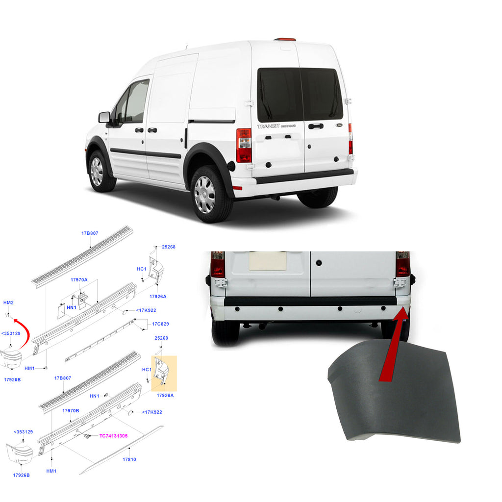 Ford Transit Connect Right Rear Bumper Corner End Caps 2002 to 2013 4420160
