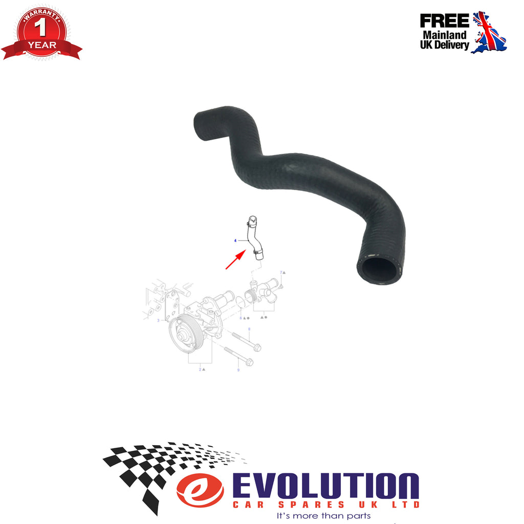 RADIATOR WATER PUMP HOSE WITH CLIPS FITS LONDON LTI TAXI TX1, TX2, TX4, 1100014