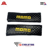 Universal Black Glossy Carbon Fiber MOMO Seat Belt Cover Cushion Protector