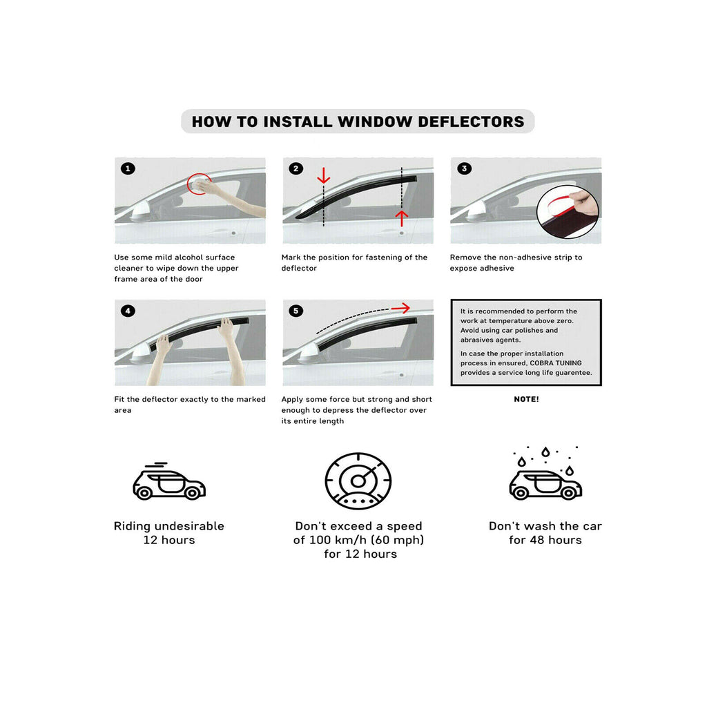 Vauxhall Astra J Wind Rain Smoke Deflectors Heavy Duty 2009 to 2016