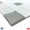 30 x 30 cm GLASS MOSAIC WALL TILES SHEET ICE BLUE WITH SILVER DETAILS (1 PC)