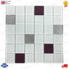 30 x 30 cm GLASS MOSAIC WALL TILES SHEET WHITE WITH MIXED COLOUR PATTERN (1 PC)