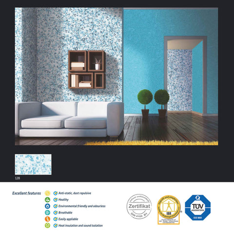 SKY BLUE-WHITE POLYMER-BASED LIQUID INTERIOR WALLPAPER SILK COATING PAINT