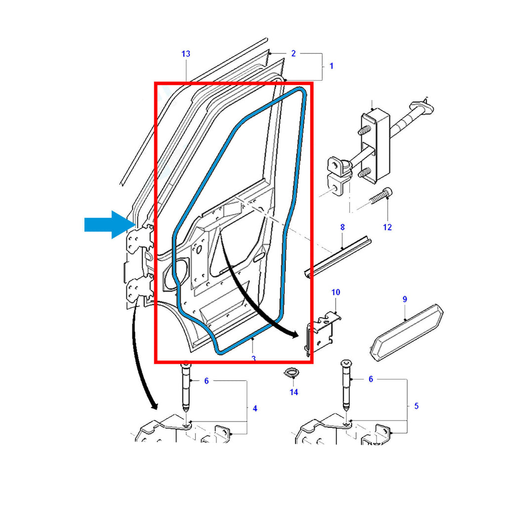 FRONT DOOR WEATHERSTRIP RUBBER SEAL FITS O/S OR N/S  TRANSIT MK7 2006-13,1555296