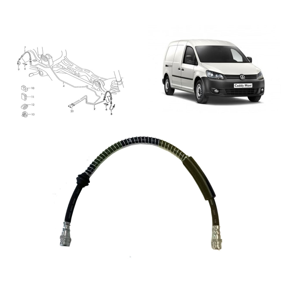 Rear Right Or Left Brake Hose Fits Vw Caddy MK3 2004 to 2015 2K0611775D