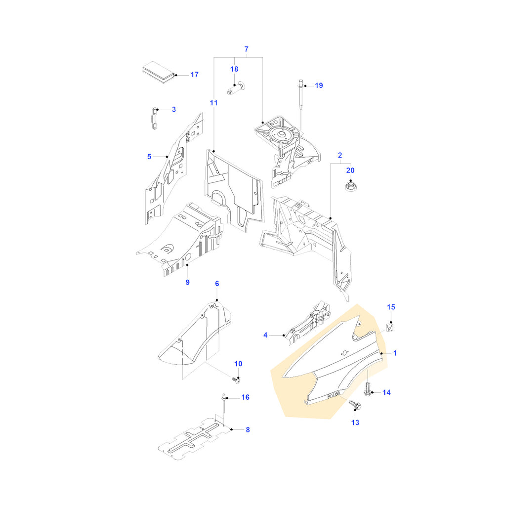 Ford Transit MK6 Front Right Wing Fender Panel 00 to 06 4469784  YC1516015AT