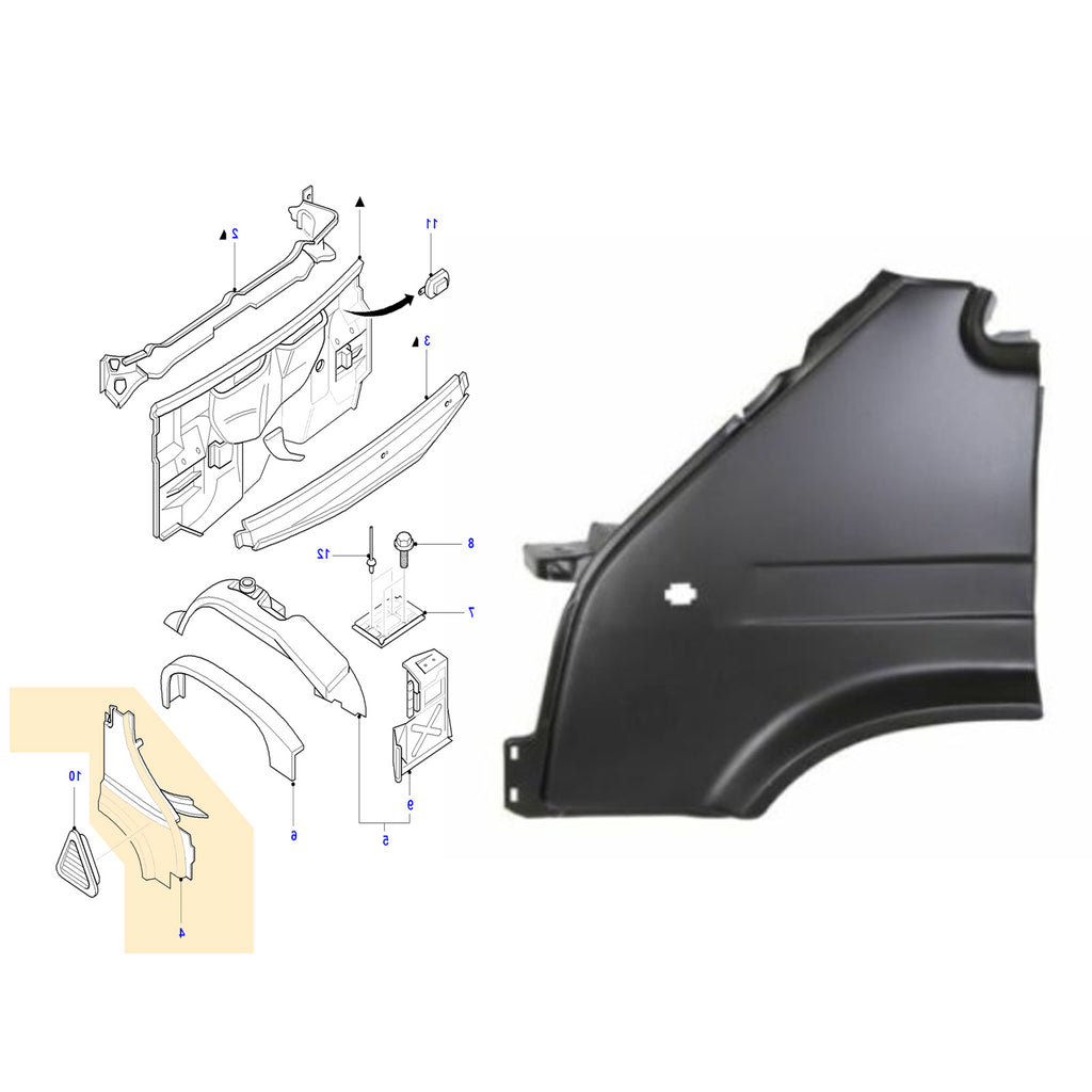  Ford Transit T12 T15 Front Left Wing With Hole 1994 to 2000 7180500