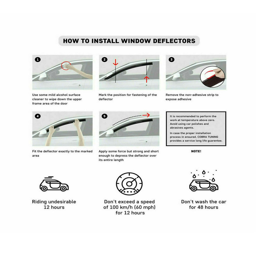 Fiat Ducato Wind Rain Sun Guard Deflectors Set 2006 Onwards