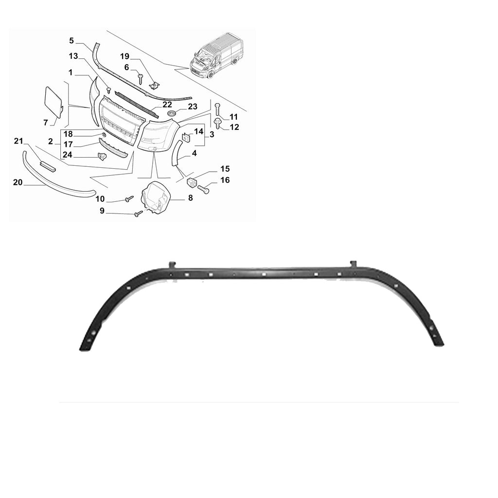 Fiat Ducato Boxer Relay Front Bumper Support Reinforcer Upper Link 2006 to 2014 1347922080