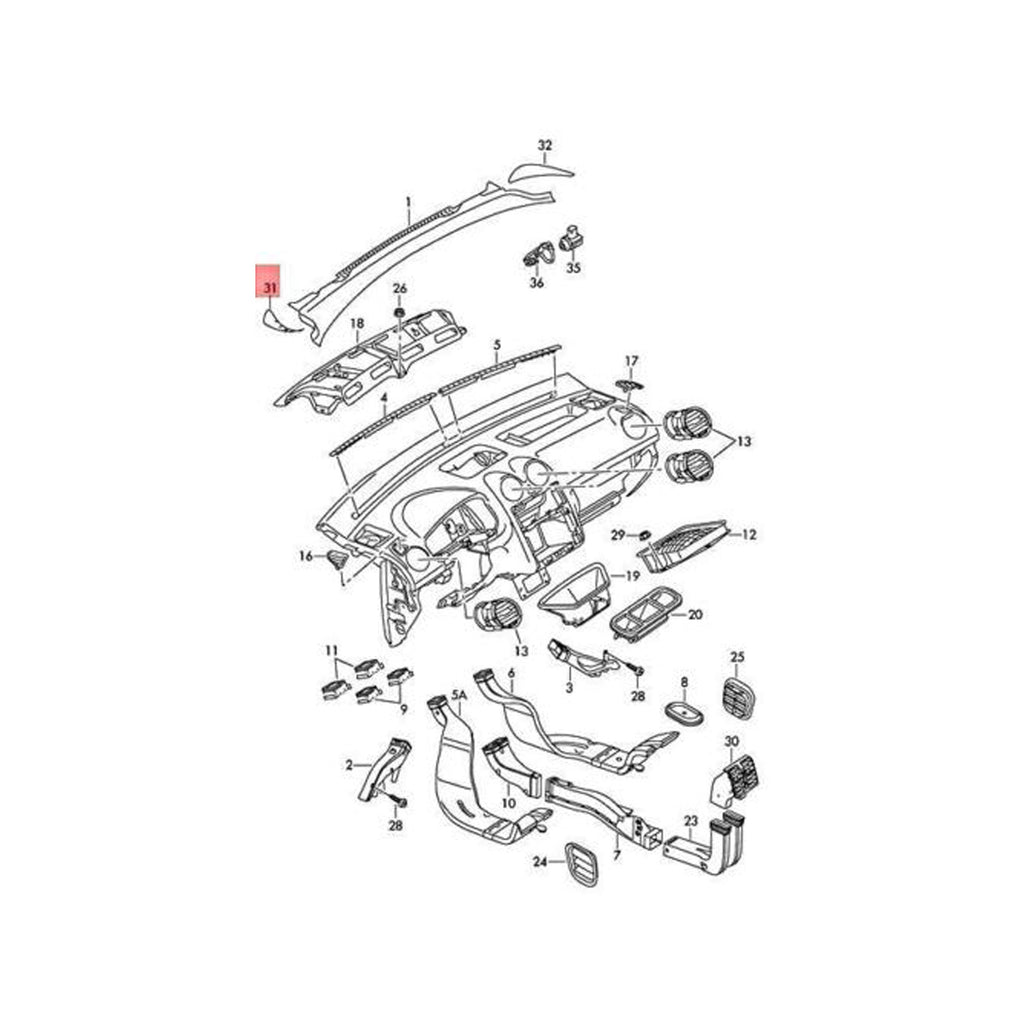 VW Caddy Windscreen Scuttle End Trim Lower Left Side 04 to 10 2K0819447B