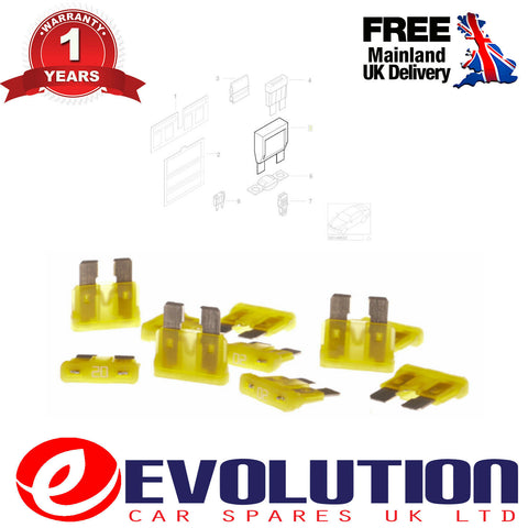 10 X 20 AMP 32 VOLT BLADE TYPE CIRCUIT BREAKER FUSE, 4381717