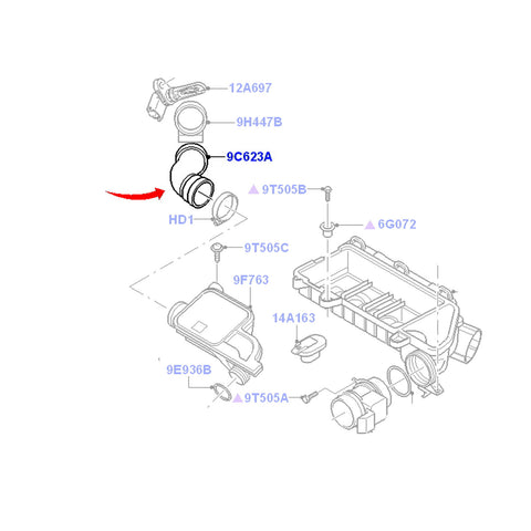 Intake Hose Pipe Fits Fiesta MK5 Citroen C1 C2 C3 Peugeot 107 207 2S6Q9C623AB