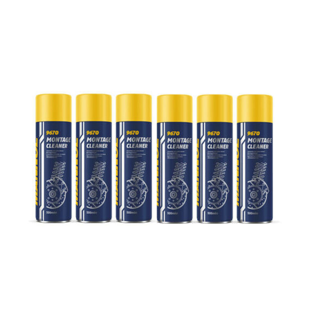 6 X Mannol 9670 Montage Brake Cleaner Aerosol Spray German Large Can 500ml 