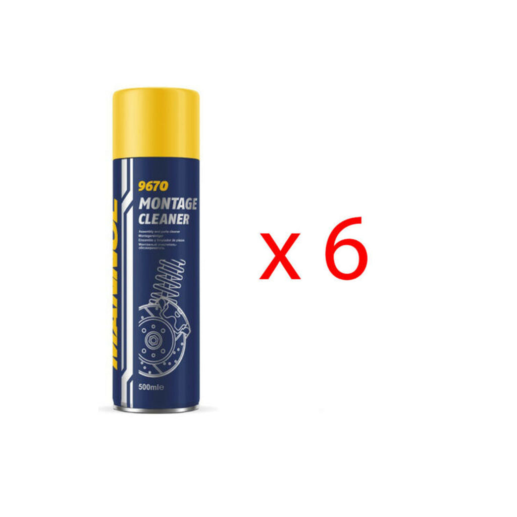6 X Mannol 9670 Montage Brake Cleaner Aerosol Spray German Large Can 500ml 