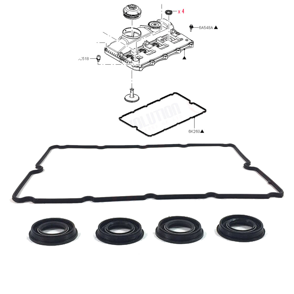 Ford Transit 2006 to 2014 Rocker Cover Gasket And 4x Fuel Injector Seal 1372490